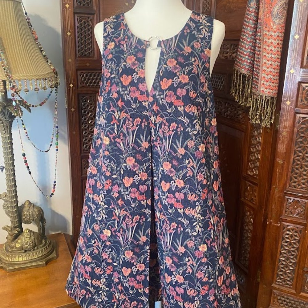 FREE PEOPLE Blue Floral A-line Dress – Size Small